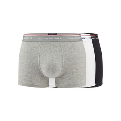 Pack of three black, white and grey hipster trunks